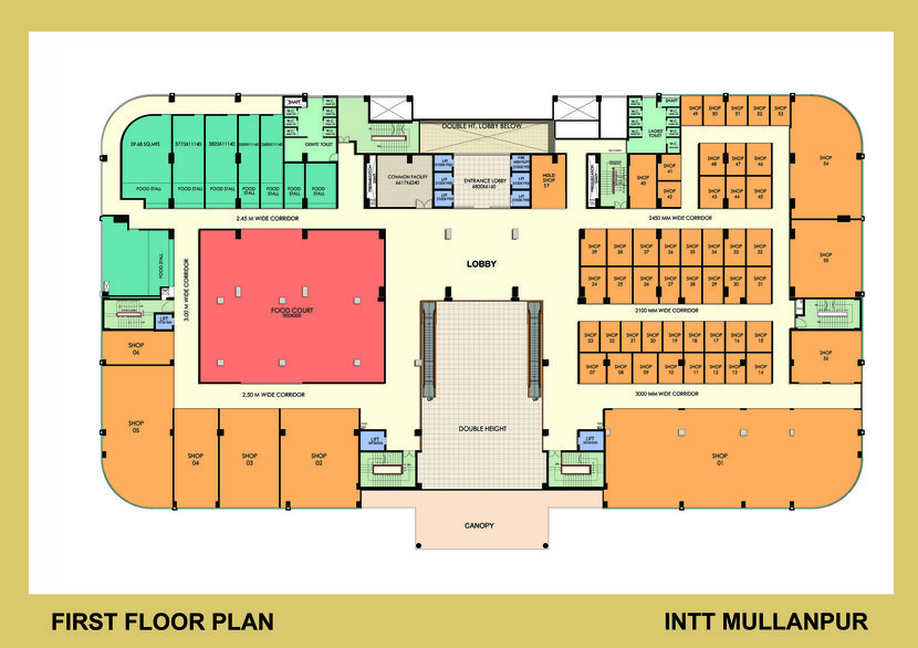 first floor plan for retail shops at international trade tower INTT first floor Omaxe mall