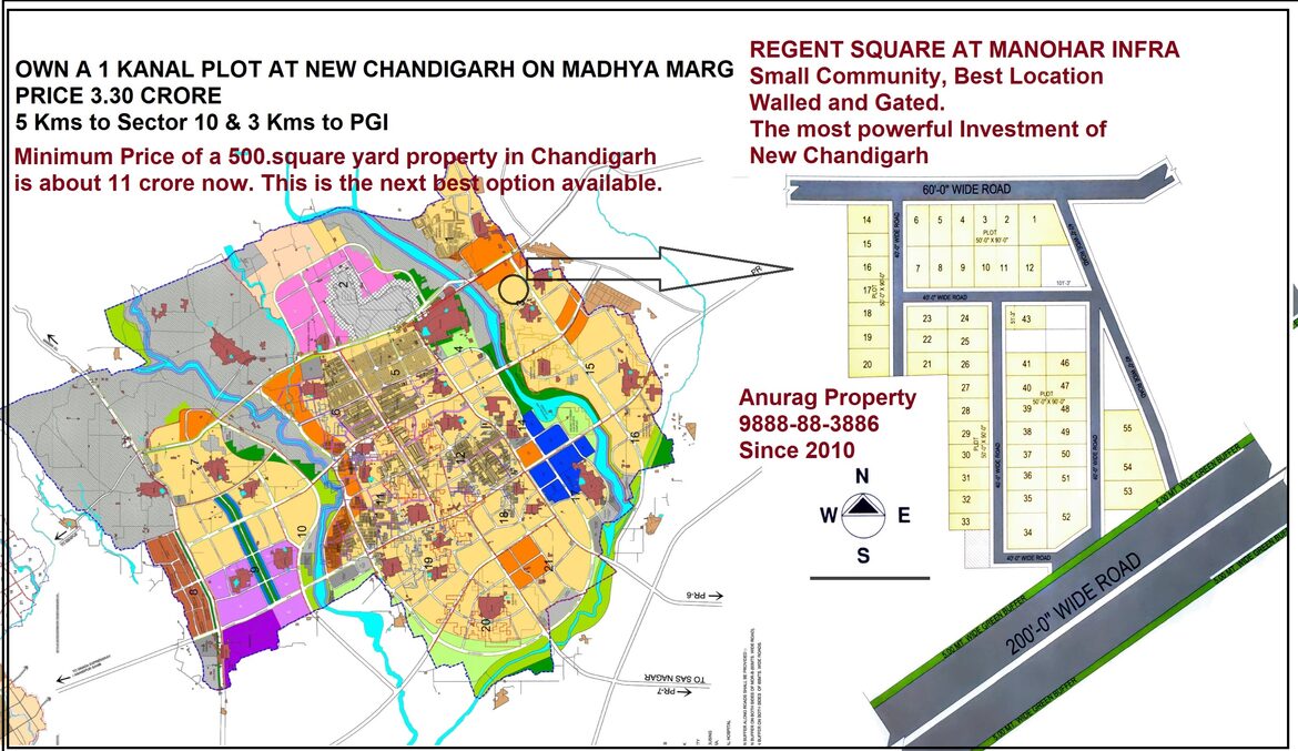 Loction of regent square 500 square yard 1 kanal plots at New Chandigarh Manohar Infra Layout plan